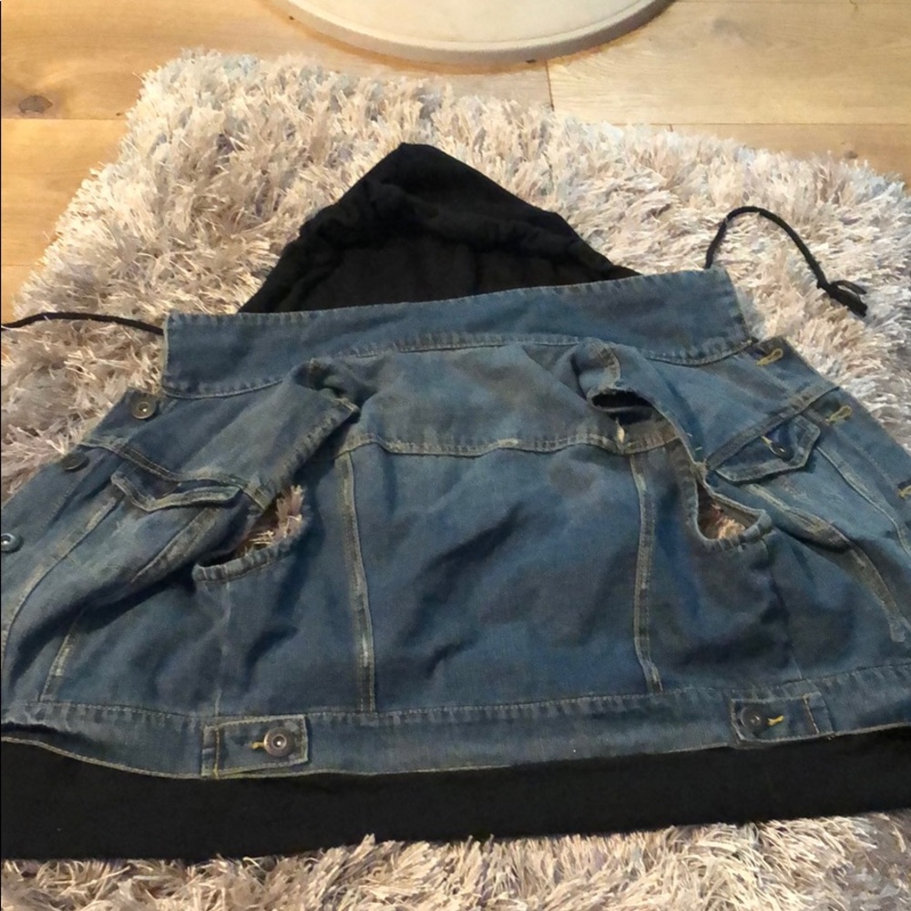 Super Edgy Jean Crop Vest  Jacket w/ Black Lining